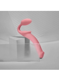 Розовый безремневой страпон Strap-on-me Semi-Realistic Bendable Strap-On size M - Strap-on-me - купить с доставкой в Омске