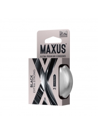 Черные утолщенные презервативы MAXUS Extra Strong с железным кейсом - 3 шт. - Maxus - купить с доставкой в Омске