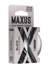 Черные утолщенные презервативы MAXUS Extra Strong с железным кейсом - 3 шт. - Maxus - купить с доставкой в Омске