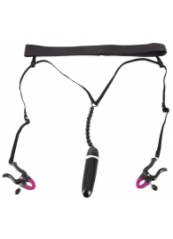 Женские вибростринги с зажимами для половых губ Spreader String with Vibrator - Orion - купить с доставкой в Омске