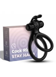Черное эрекционное виброкольцо с подхватом мошонки Stay Hard - Boys of Toys - в Омске купить с доставкой