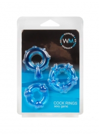 Набор из 3 синих эрекционных колец с различным рельефом - Erowoman-Eroman - в Омске купить с доставкой