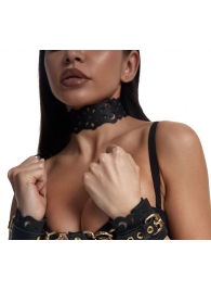 Черный ажурный чокер с золотистой фурнитурой - Crazy Handmade - купить с доставкой в Омске