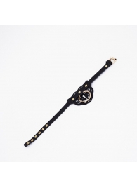 Черный чокер с клепками и золотистой фурнитурой - Crazy Handmade - купить с доставкой в Омске