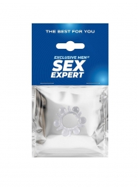Прозрачное эрекционное кольцо с шариками и шипами - Sex Expert - в Омске купить с доставкой