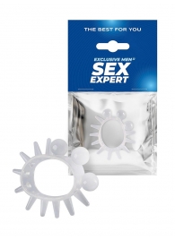 Эластичное эрекционное кольцо с шариками и лучами - Sex Expert - в Омске купить с доставкой