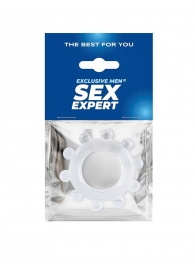 Прозрачное эрекционное кольцо со стимулирующими шариками - Sex Expert - в Омске купить с доставкой