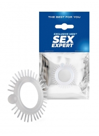 Эластичное эрекционное кольцо с шипиками и шариком - Sex Expert - в Омске купить с доставкой