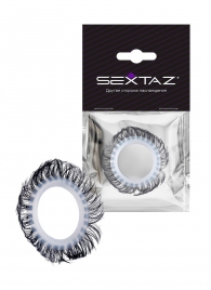 Эластичное эрекционное колечко с черными «ресничками» - Sextaz - в Омске купить с доставкой