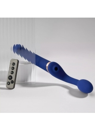 Синий безремневой страпон Multi Orgasm Bendable Strap-On size L с клиторальной стимуляцией - Strap-on-me - купить с доставкой в Омске