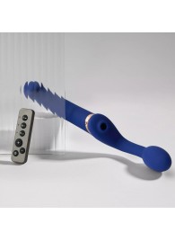 Синий безремневой страпон Multi Orgasm Bendable Strap-On size XL с клиторальной стимуляцией - Strap-on-me - купить с доставкой в Омске