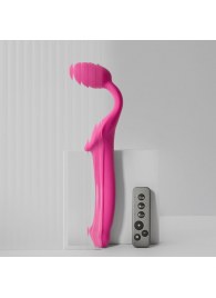 Ярко-розовый безремневой страпон Strap-on-me Vibrating Bendable Strap-On size L - Strap-on-me - купить с доставкой в Омске