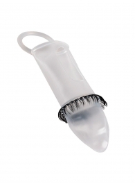 Закрытая насадка на пенис с подхватом мошонки и стимулирующими «ресничками» - Sextaz - в Омске купить с доставкой