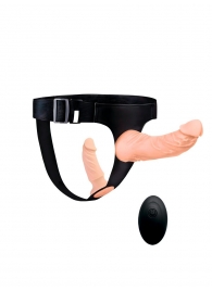 Женский страпон с 2 насадками, вибрацией и пультом ДУ - Erowoman-Eroman - купить с доставкой в Омске