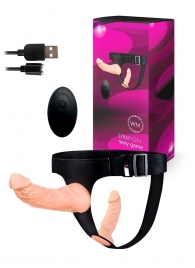 Женский страпон с 2 насадками, вибрацией и пультом ДУ - Erowoman-Eroman - купить с доставкой в Омске