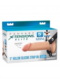 Телесный пустотелый фаллопротез 5’’ Hollow Silicone Strap-On - 14 см. - Pipedream - купить с доставкой в Омске