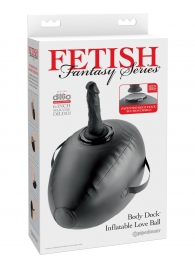 Черный надувной мяч с платформой для фиксации дилдо Body Dock Inflatable Love Ball - Pipedream - купить с доставкой в Омске