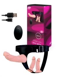 Женский страпон с 3 насадками и вибрацией - Erowoman-Eroman - купить с доставкой в Омске