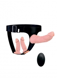 Женский страпон с 3 насадками и вибрацией - Erowoman-Eroman - купить с доставкой в Омске