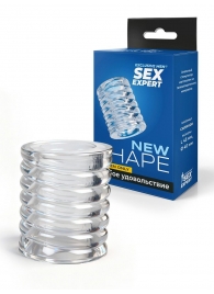 Прозрачная сквозная насадка на пенис с ребрышками - Sex Expert - в Омске купить с доставкой