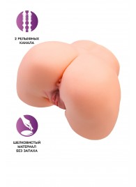 Телесный мастурбатор в форме попки с 2 любовными входами - No Name - в Омске купить с доставкой