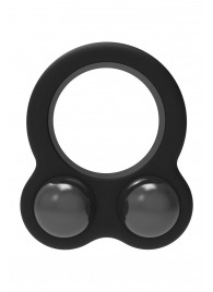 Черное эрекционное кольцо с утяжелителями Cockring Dual Weight - Dream Toys - в Омске купить с доставкой