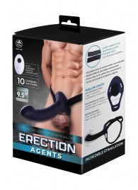 Черный полый страпон с вибрацией Erection Agents - 24,1 см. - NMC - купить с доставкой в Омске