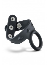 Черное эрекционное кольцо с подхватом мошонки на кнопках VS6 - Blush Novelties - в Омске купить с доставкой