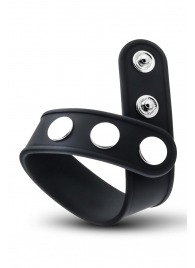 Черное эрекционное кольцо на кнопках - Blush Novelties - в Омске купить с доставкой