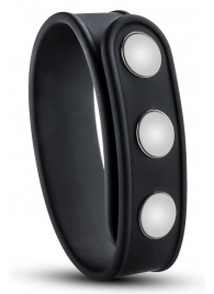 Черное эрекционное кольцо на кнопках - Blush Novelties - в Омске купить с доставкой