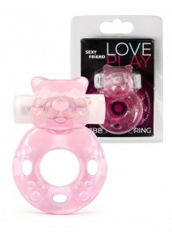 Розовое эрекционное виброкольцо в форме мишки - 1137 - в Омске купить с доставкой