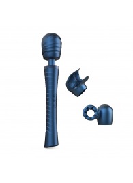 Синий вибромассажёр с насадками Man.wand Edgy - Manwan - в Омске купить с доставкой