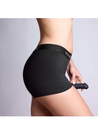 Черные трусики-боксеры для фиксации насадок Strap-on-me Harness Lingerie Allure - size S - Strap-on-me - купить с доставкой в Омске