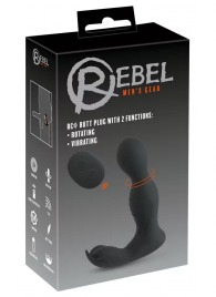 Черная анальная пробка с вибрацией, вращением и пультом ДУ RC Butt Plug with 2 Functions - Orion - в Омске купить с доставкой