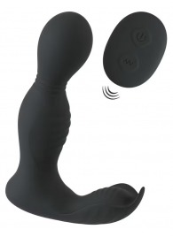 Черная анальная пробка с вибрацией, вращением и пультом ДУ RC Butt Plug with 2 Functions - Orion - в Омске купить с доставкой