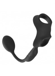 Черное виброкольцо с анальной пробкой Cock Ring with RC Butt Plug - Orion - в Омске купить с доставкой