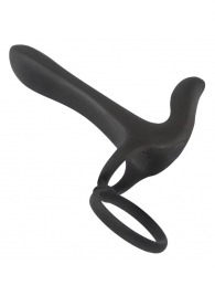 Черная насадка на член с вибрацией Couple’s Vibrator - Orion - в Омске купить с доставкой