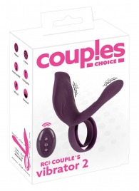 Фиолетовая насадка на член с клиторальным отростком и пультом ДУ RC Couple’s Vibrator 2 - Orion - в Омске купить с доставкой