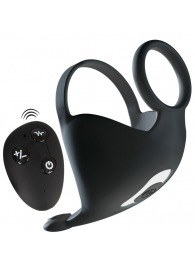 Черная вибронасадка для эрекции и стимуляции мошонки Cock ring with RC ball massager - Orion - в Омске купить с доставкой