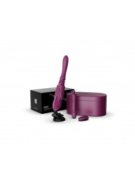 Фиолетовая секс-машина с функцией нагрева, насадками и присоской Sesh - Zalo - купить с доставкой в Омске