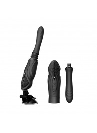 Черная секс-машина с функцией нагрева, насадками и присоской Sesh - Zalo - купить с доставкой в Омске