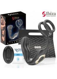 Черная анальная пробка с вращением и эрекционными кольцами - Ibiza - в Омске купить с доставкой