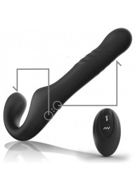 Черный безремневой страпон с вибрацией и возвратно-поступательными движениями - 24 см. - Ibiza - купить с доставкой в Омске