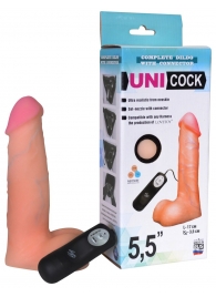 Фаллическая насадка Харнесс UNICOCK 5,5  с вибрацией - 17 см. - LOVETOY (А-Полимер) - купить с доставкой в Омске