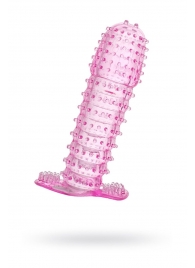Гелевая розовая насадка с шипами - 12 см. - Toyfa Basic - в Омске купить с доставкой
