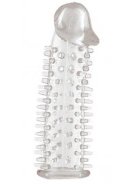 Прозрачная насадка на половой член с закрытой головкой и шипами - 12,5 см. - Toyfa Basic - в Омске купить с доставкой