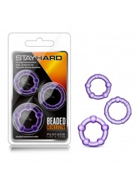Набор из 3 фиолетовых эрекционных колец Stay Hard Beaded Cockrings - Blush Novelties - в Омске купить с доставкой