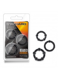 Набор из 3 чёрных эрекционных колец Stay Hard Beaded Cockrings - Blush Novelties - в Омске купить с доставкой