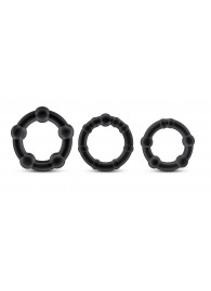 Набор из 3 чёрных эрекционных колец Stay Hard Beaded Cockrings - Blush Novelties - в Омске купить с доставкой