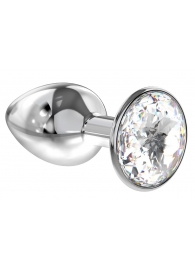 Малая серебристая анальная пробка Diamond Clear Sparkle Small с прозрачным кристаллом - 7 см. - Lola Games - купить с доставкой в Омске